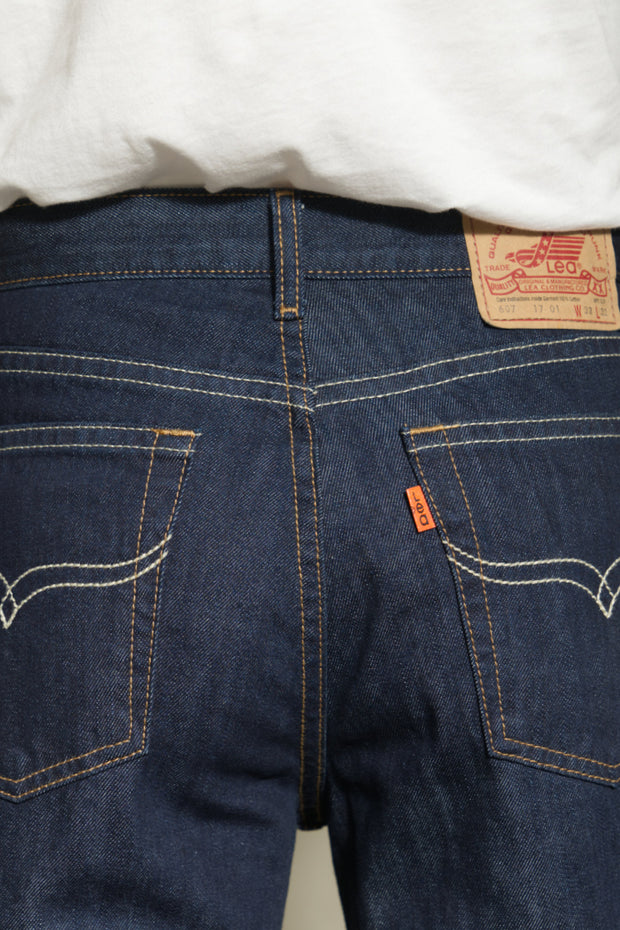 607- Lea Basic Series Orange Label Bootcut Dark Indigo 12,75oz Garment Wash LEA Jeans