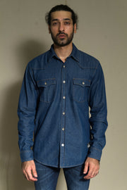Lea Jeans Denim Dark Indigo Long-sleeve Shirt with double flap pocket